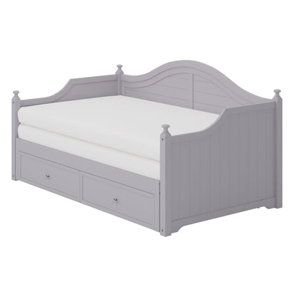 Divano letto matrimoniale in legno con cassetti contenitore, letto allungabile, divano letto in legno per soggiorno, camera degli ospiti