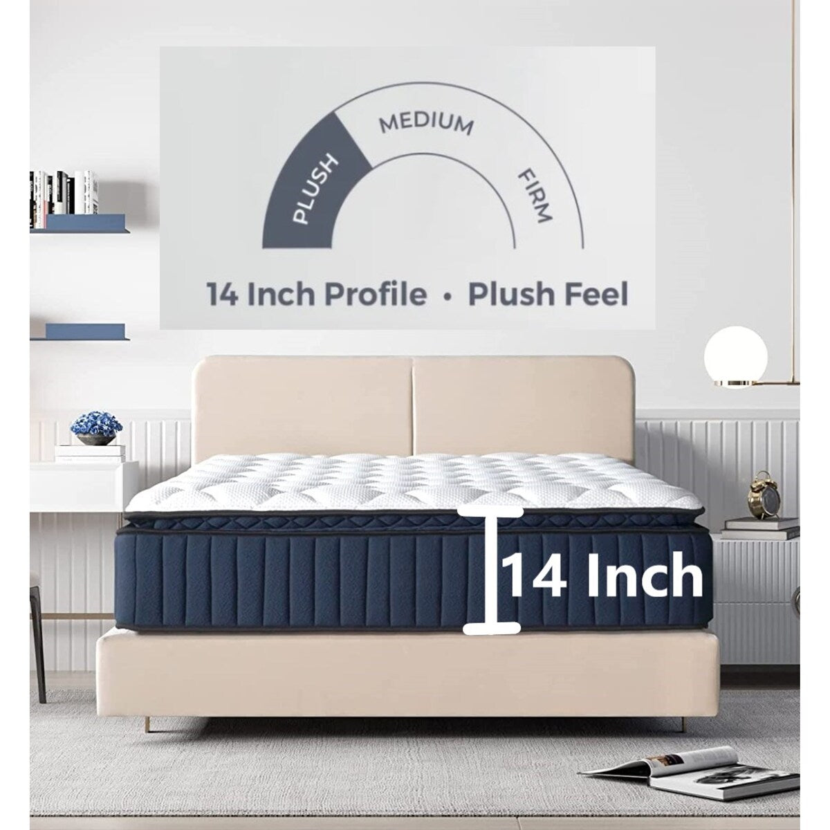 Materasso ibrido premium Twin XL Size-14 con supporto per i bordi in memory foam e molle insacchettate