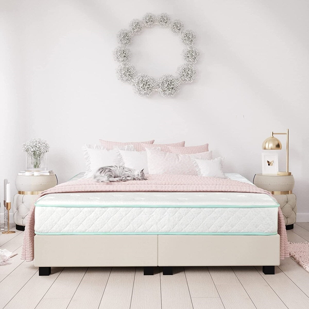 Materasso Twin XL da 9 pollici Excellence - Materasso a molle insacchettate con rivestimento in schiuma di Aloe Vera ibrido con parte superiore stretta e media