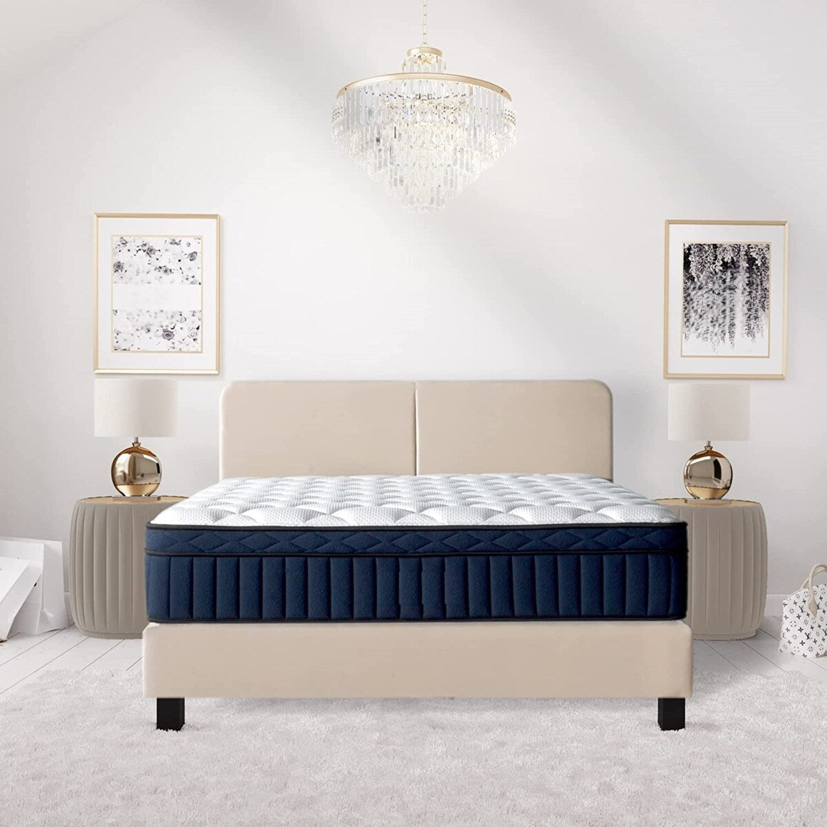Materasso ibrido premium a molle insacchettate con supporto per bordi in memory foam Twin XL Size Tranquility 12 Medium