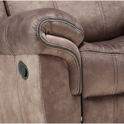 Poltrona reclinabile in velluto color cioccolato bicolore