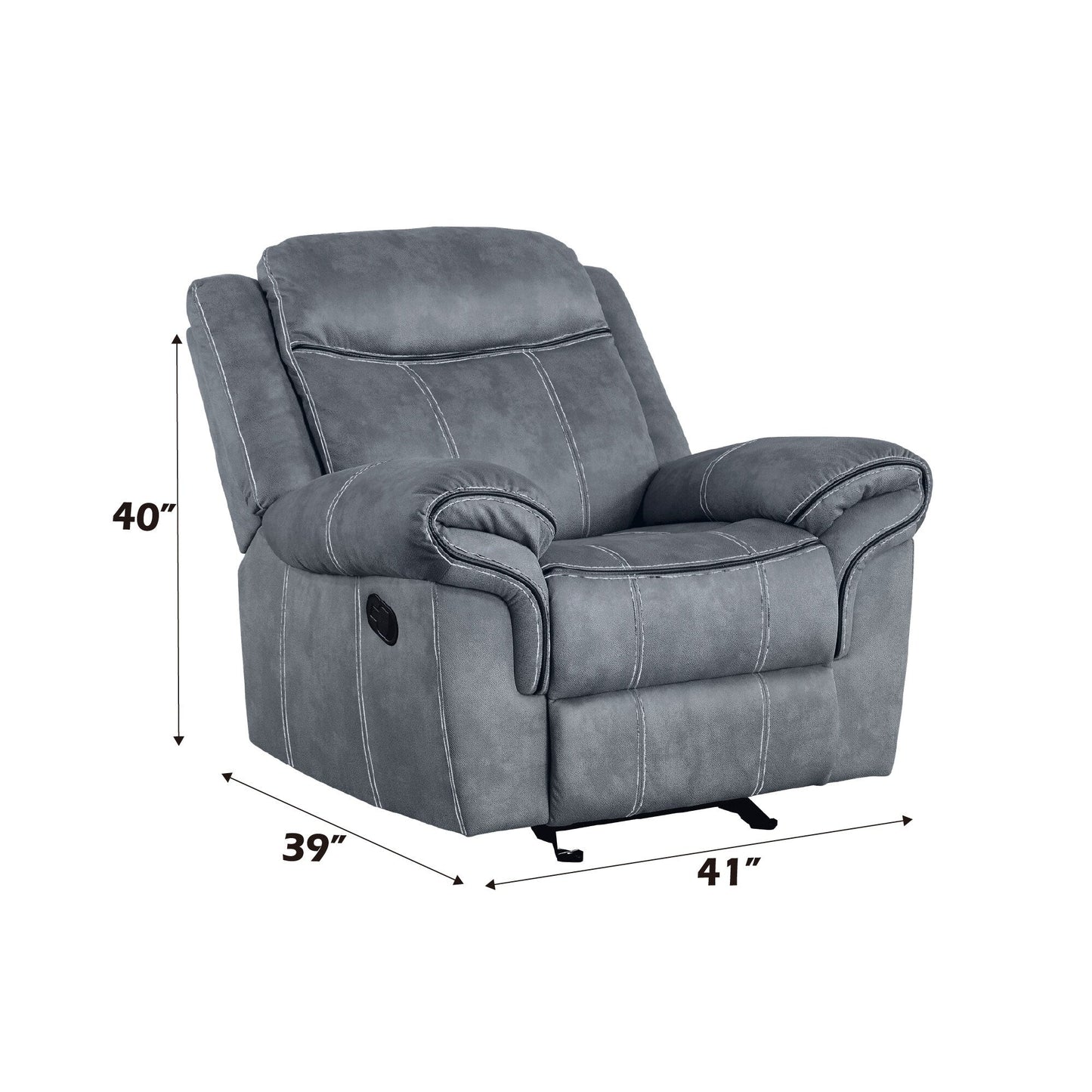 Poltrona reclinabile in velluto grigio bicolore