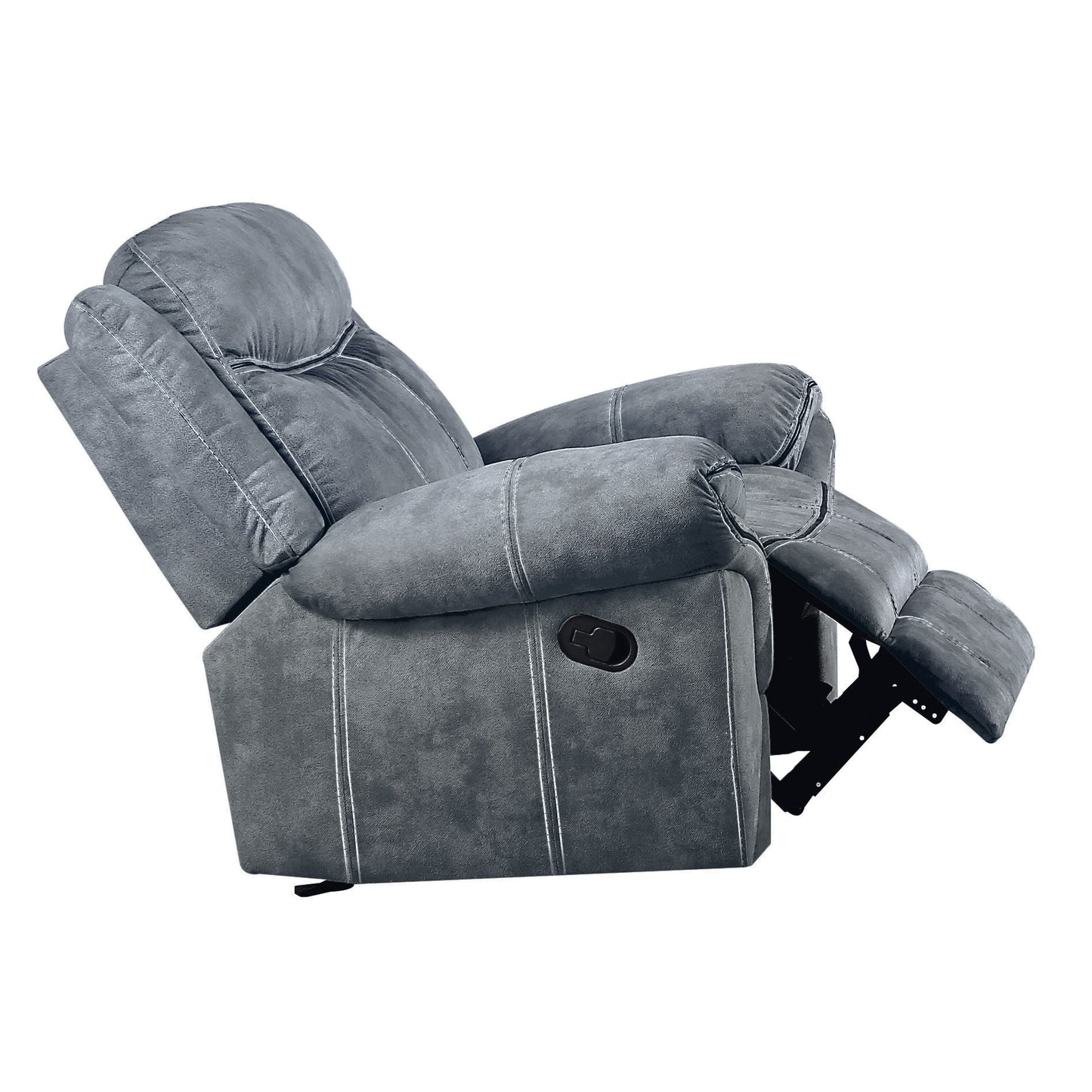 Poltrona reclinabile in velluto grigio bicolore