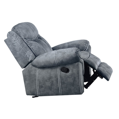 Poltrona reclinabile in velluto grigio bicolore