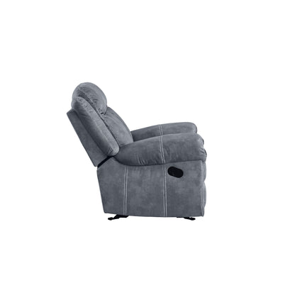 Poltrona reclinabile in velluto grigio bicolore