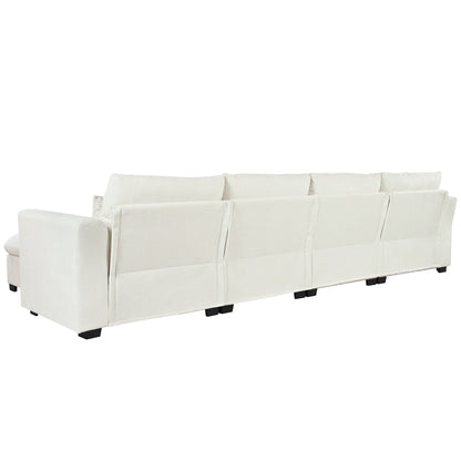 Divano componibile a 6 posti a forma di U rivestito in lino con 2 pouf contenitore mobili per home theater in soggiorno