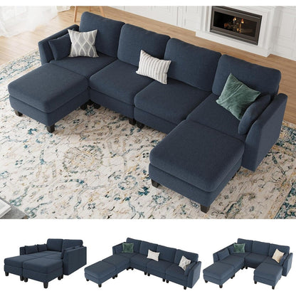 Divano componibile modulare a forma di U - Divano convertibile a 6 posti con memory foam ad alta densità, divano moderno e confortevole per il soggiorno