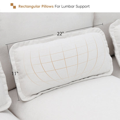 Divano componibile a U con cuscini in vita, divano simmetrico imbottito a 6 posti, divano letto con chaise longue