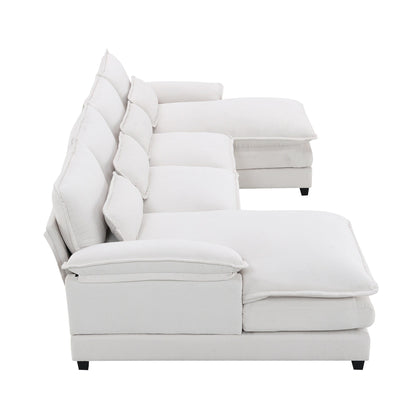 Divano componibile a U con cuscini in vita, divano simmetrico imbottito a 6 posti, divano letto con chaise longue