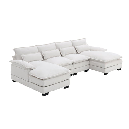 Divano componibile a U con cuscini in vita, divano simmetrico imbottito a 6 posti, divano letto con chaise longue