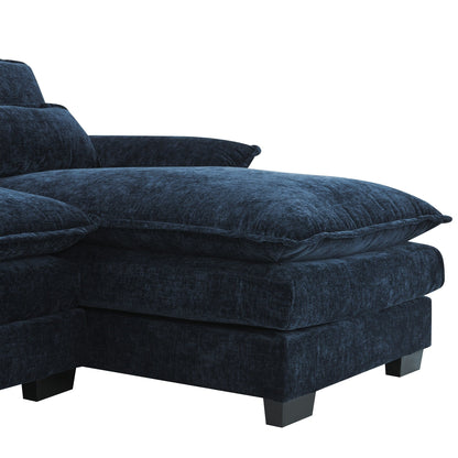 Divano componibile a U con cuscini in vita, divano simmetrico imbottito a 6 posti, divano letto con chaise longue