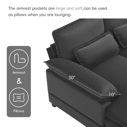 Divano componibile a U con cuscini in vita, divano simmetrico imbottito a 6 posti, divano letto con chaise longue