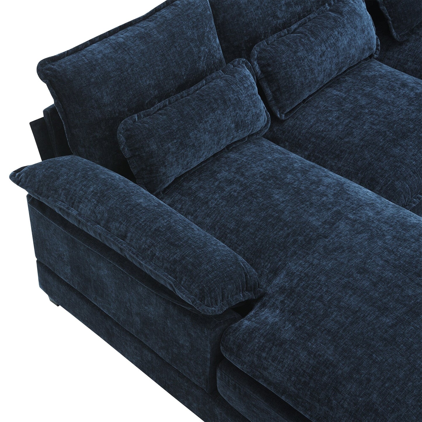 Divano componibile a U con cuscini in vita, divano simmetrico imbottito a 6 posti, divano letto con chaise longue