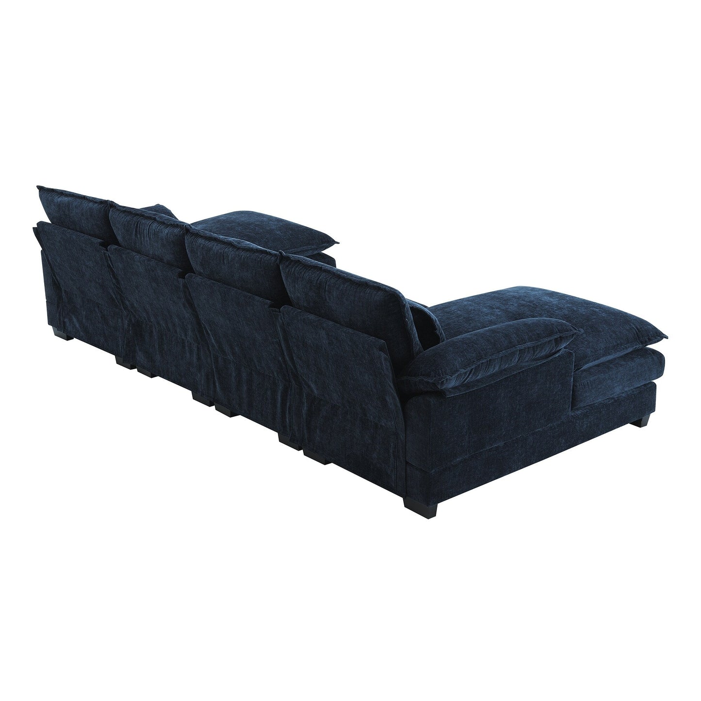 Divano componibile a U con cuscini in vita, divano simmetrico imbottito a 6 posti, divano letto con chaise longue