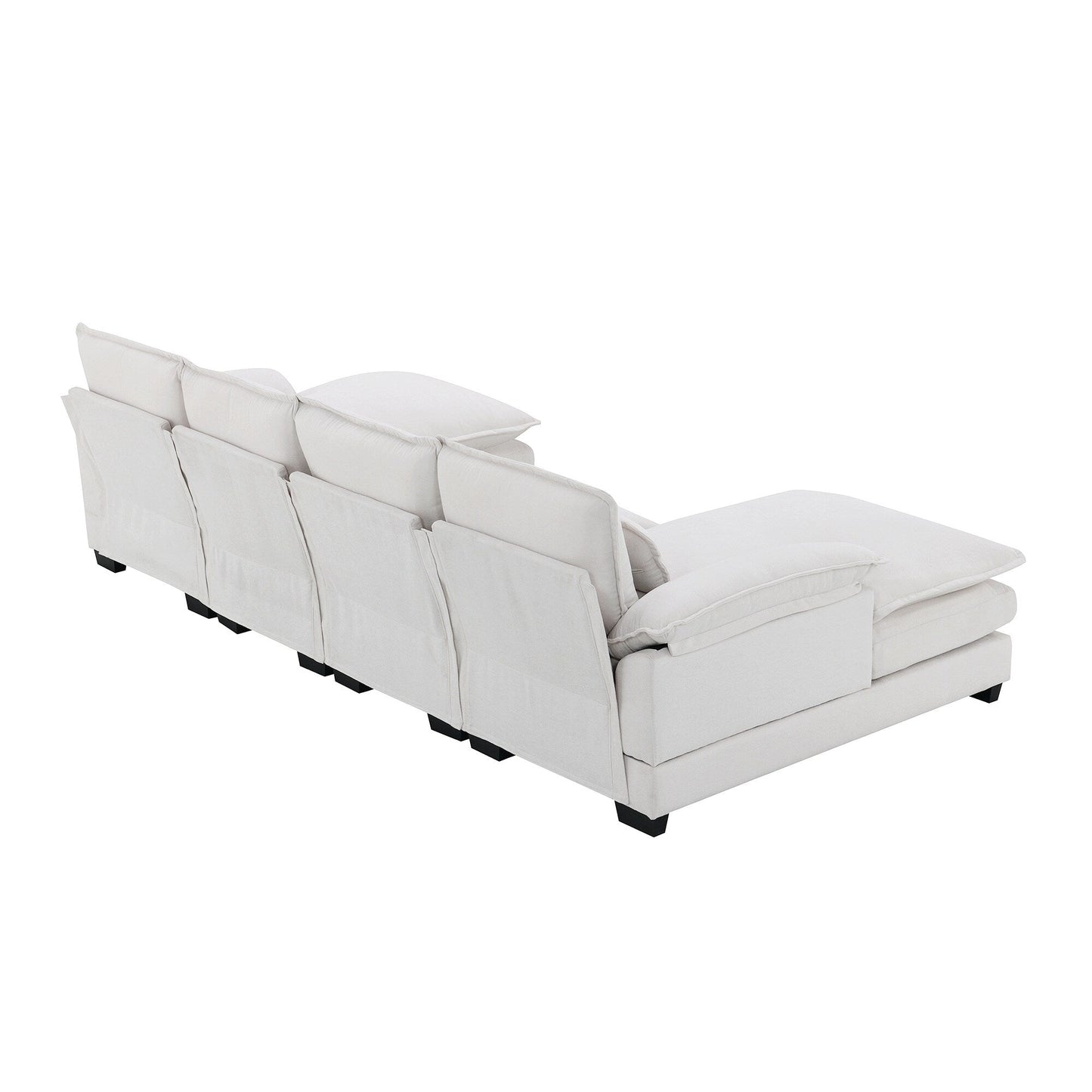 Divano componibile a U con cuscini in vita, divano simmetrico imbottito a 6 posti, divano letto con chaise longue