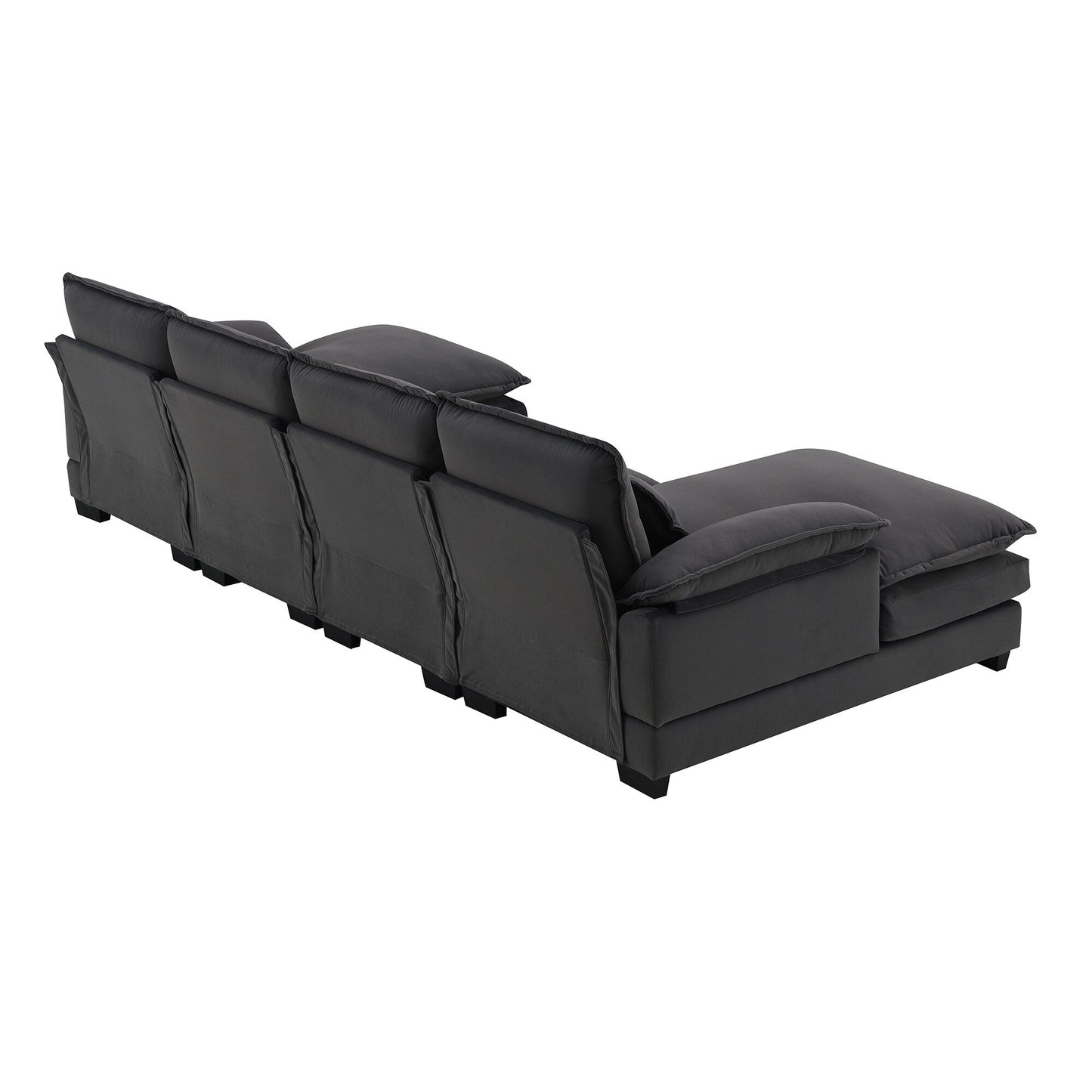 Divano componibile a U con cuscini in vita, divano simmetrico imbottito a 6 posti, divano letto con chaise longue