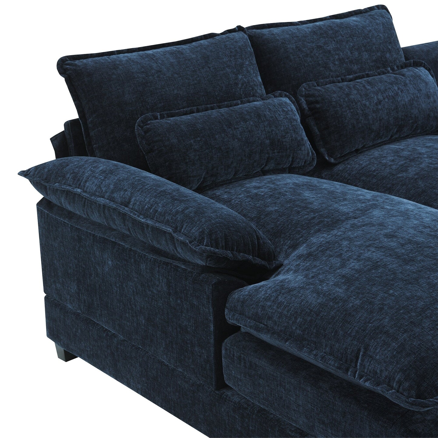 Divano componibile a U con cuscini in vita, divano simmetrico imbottito a 6 posti, divano letto con chaise longue