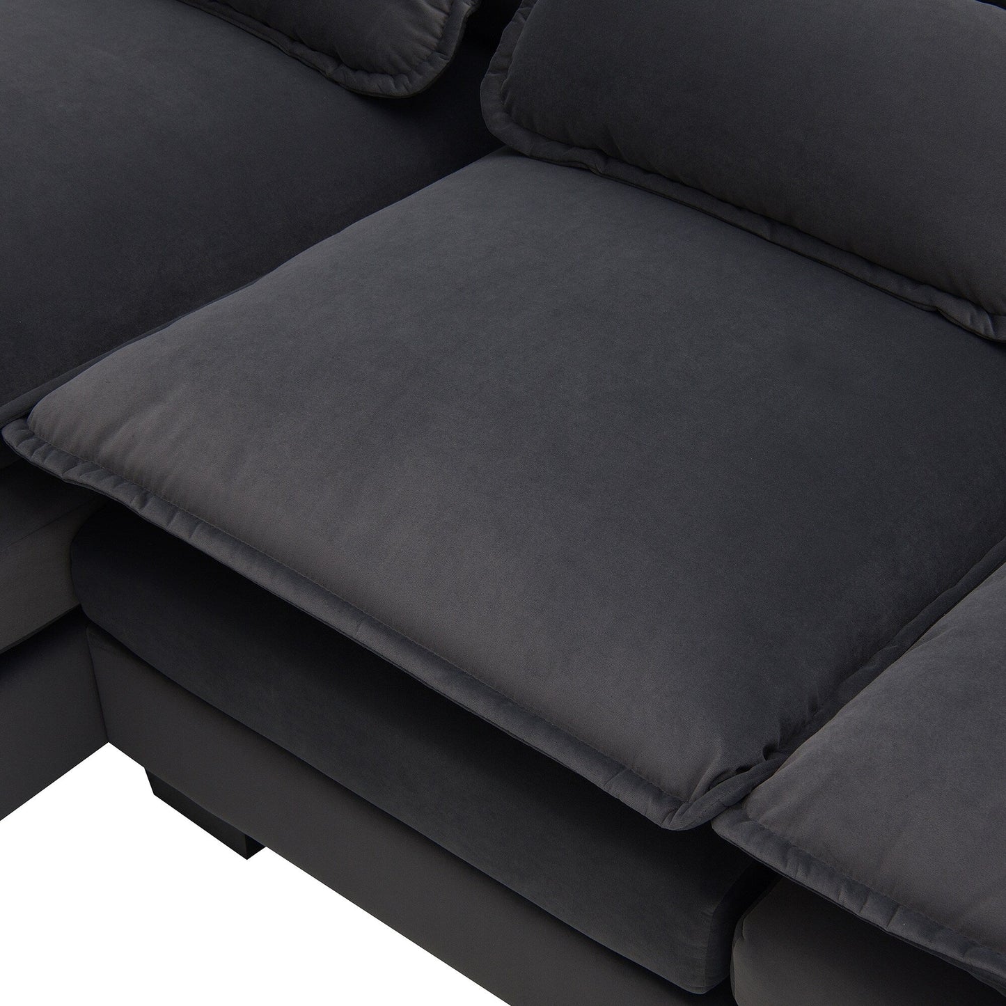 Divano componibile a U con cuscini in vita, divano simmetrico imbottito a 6 posti, divano letto con chaise longue