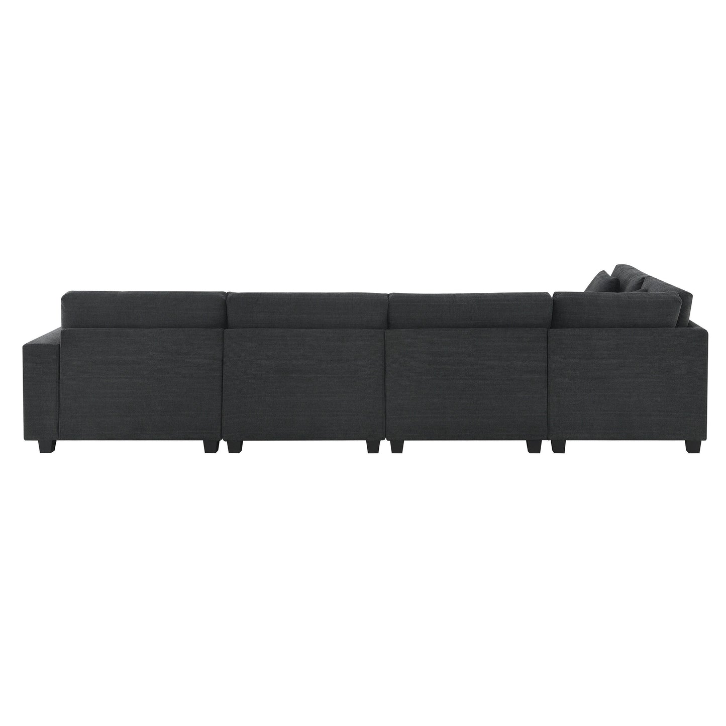 Divano componibile a U, set di divani in ciniglia con pouf, braccioli nascosti e portabicchieri, porte di ricarica USB