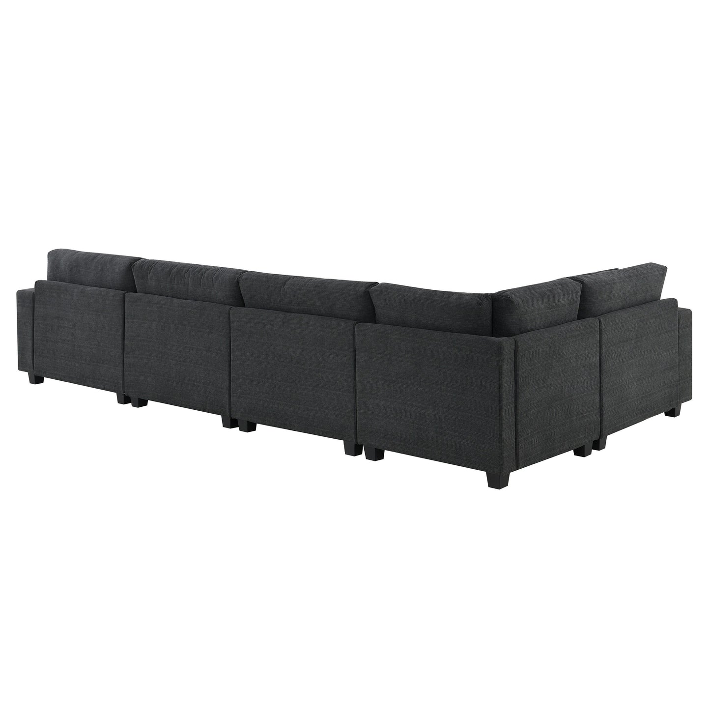 Divano componibile a U, set di divani in ciniglia con pouf, braccioli nascosti e portabicchieri, porte di ricarica USB
