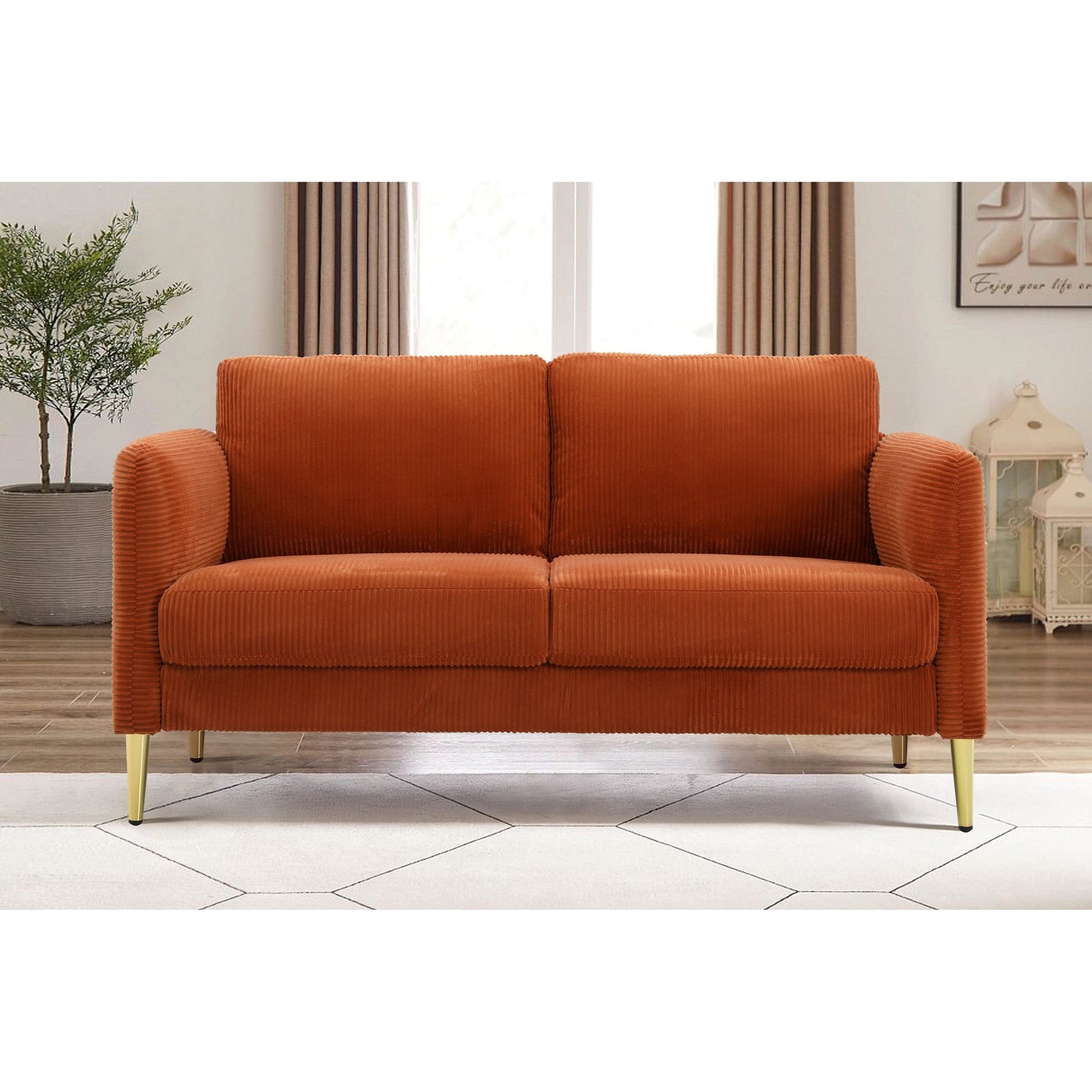 Divano a due posti in velluto a coste di metà secolo US PRIDE FURNITURE 60.63 W