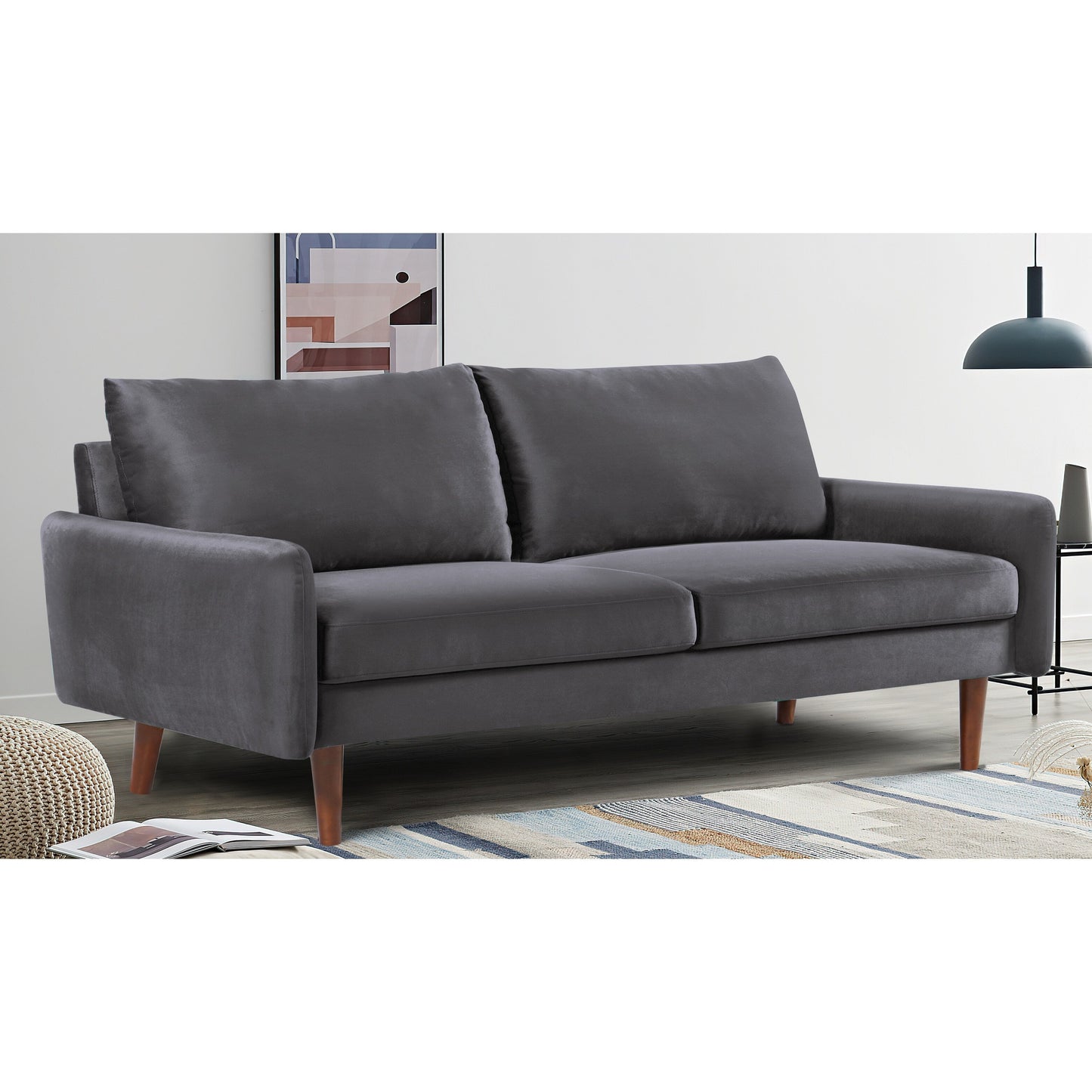 Divano in velluto con gambe affusolate US Pride Furnitirue da 70''W