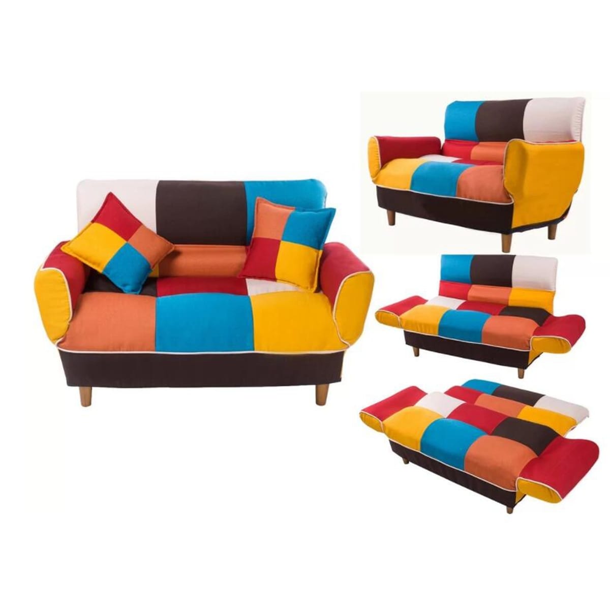 Divano letto colorato U_STYLE per piccoli spazi
