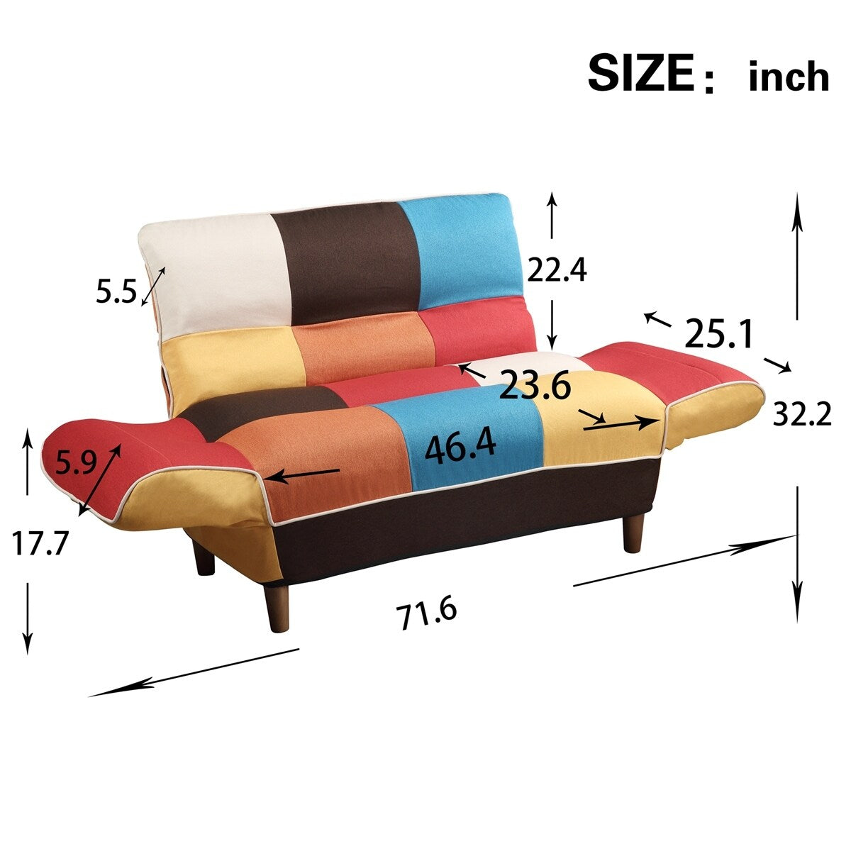 Divano letto colorato U_STYLE per piccoli spazi