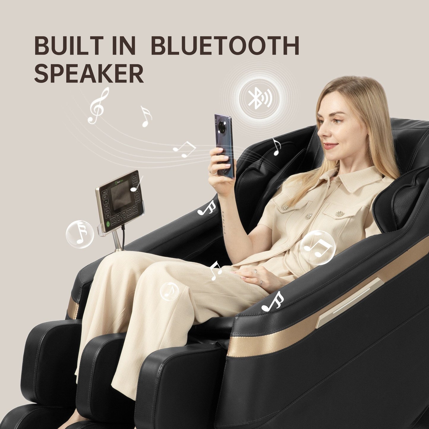 Poltrona massaggiante riscaldata Ukuowu Favor-BS02 per tutto il corpo con modalità gravità zero e lettore musicale Bluetooth