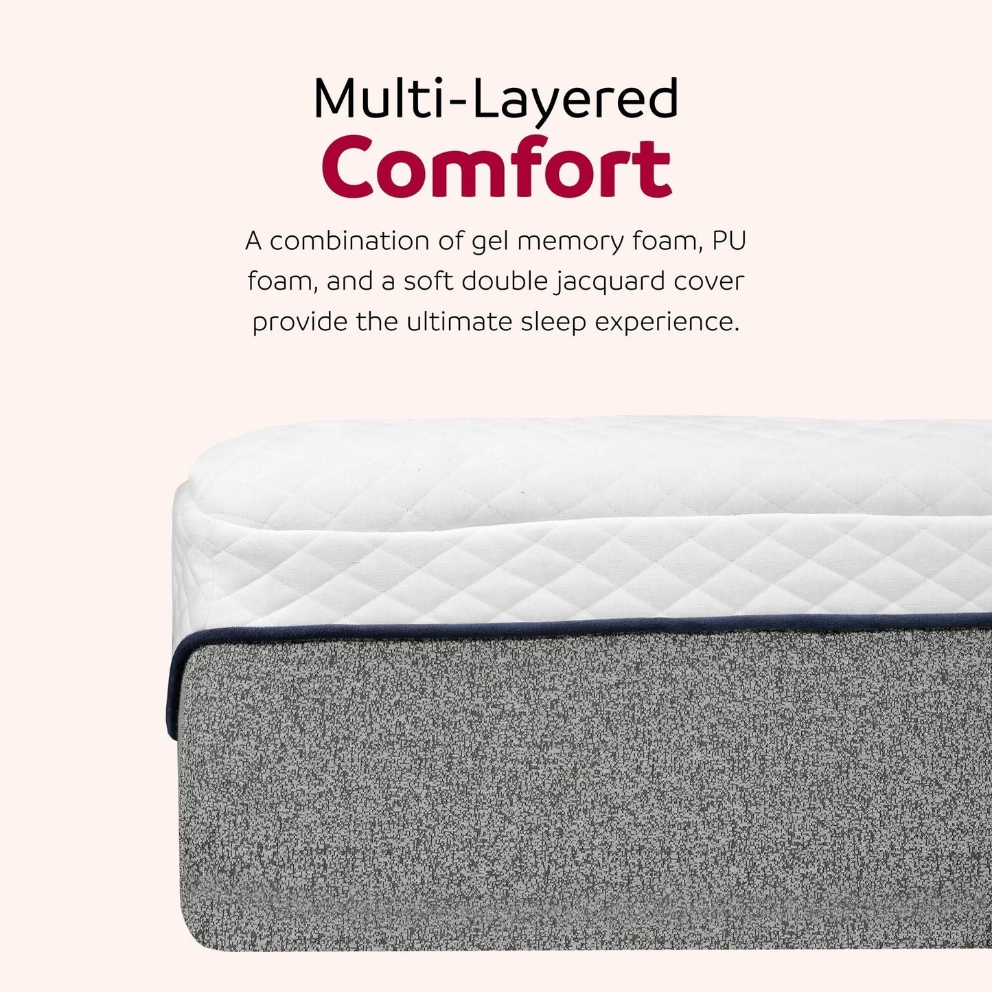 Materasso in memory foam Ultra Plush 13 Gel Medium in una scatola con fodera Jacquard a doppio strato