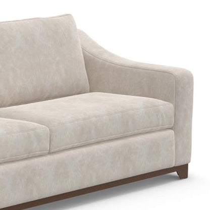 Divano Umey, 2 cuscini, moderno in similpelle bianco avorio, legno massello