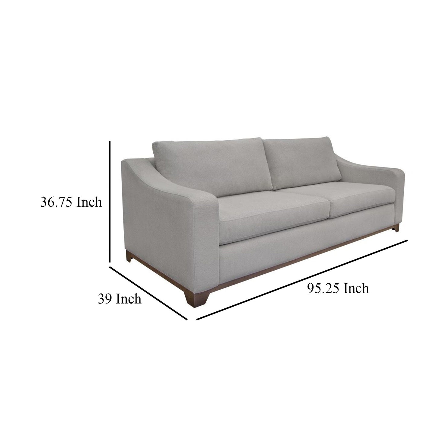 Divano Umey, 2 cuscini decorativi, moderno poliestere beige, struttura in legno massello