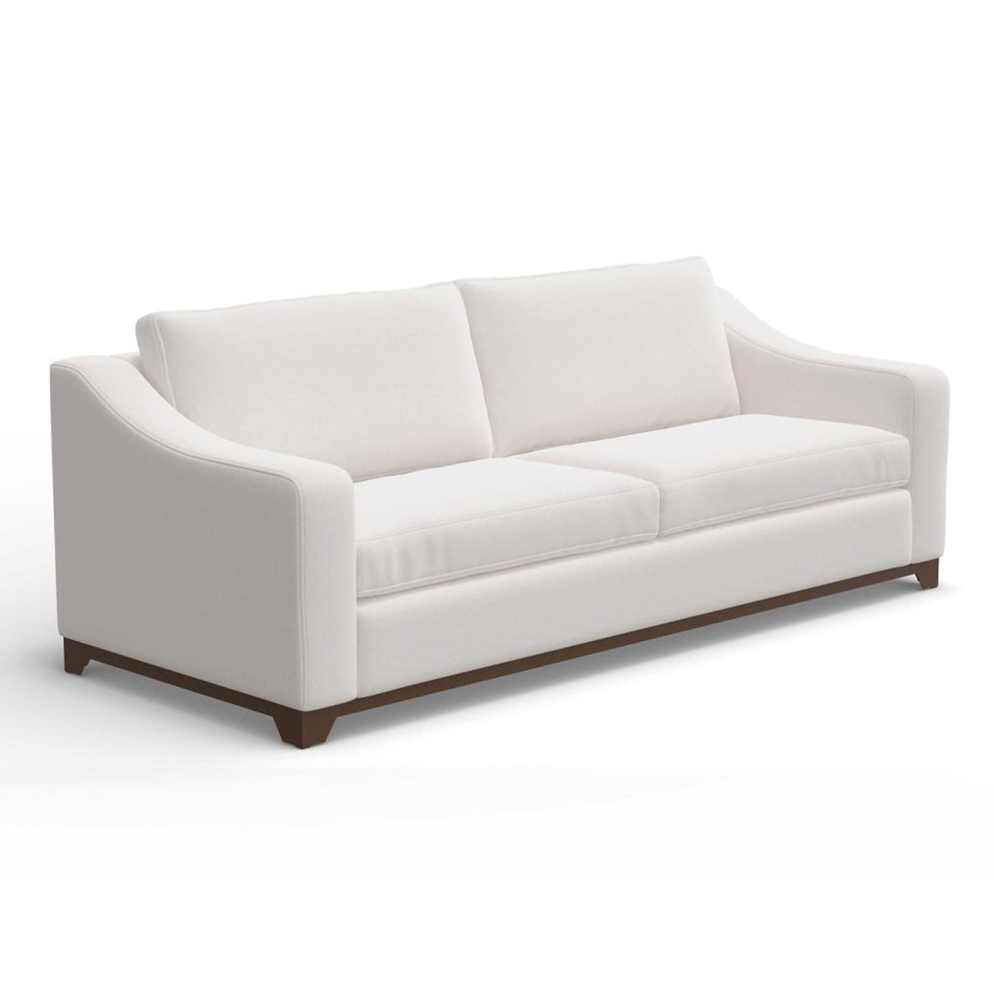Divano Umey, 2 cuscini decorativi, moderno, in poliestere bianco pulito, legno massello