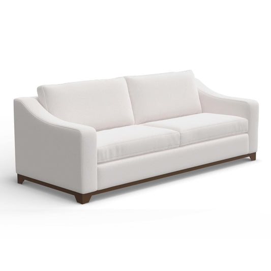 Divano Umey, 2 cuscini decorativi, moderno, in poliestere bianco pulito, legno massello