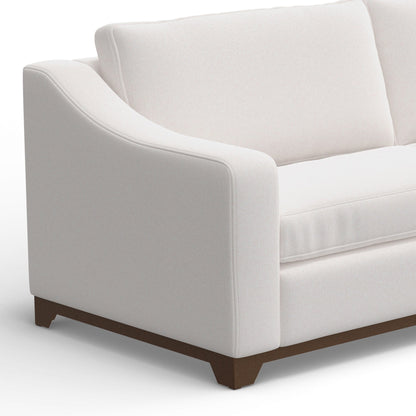 Divano Umey, 2 cuscini decorativi, moderno, in poliestere bianco pulito, legno massello