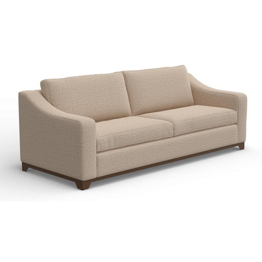 Divano Umey, 2 cuscini decorativi, moderno poliestere color crema marrone, legno massello