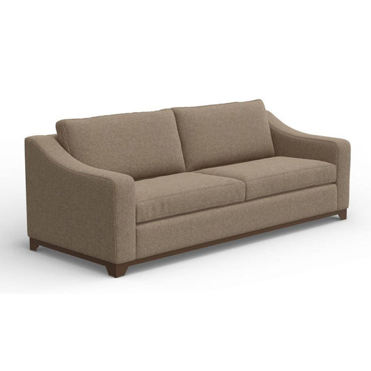 Divano Umey, 2 cuscini decorativi, moderno in poliestere marrone chiaro, legno massello