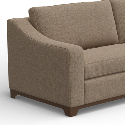 Divano Umey, 2 cuscini decorativi, moderno in poliestere marrone chiaro, legno massello