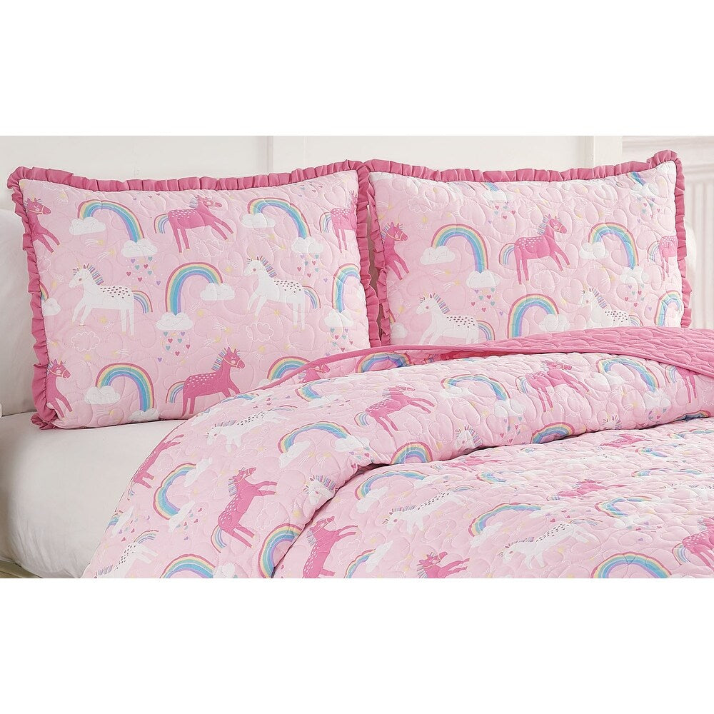 Set trapunta reversibile in microfibra ultra morbida Unicorn Parade