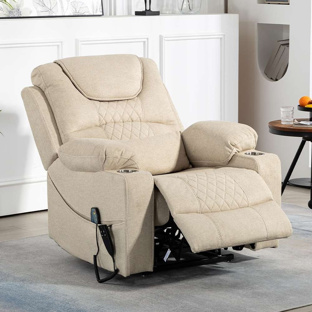 Poltrona reclinabile elettrica con sollevamento orizzontale a 180°, di grandi dimensioni, con controllo indipendente e doppio motore, modello di punta, aggiornata