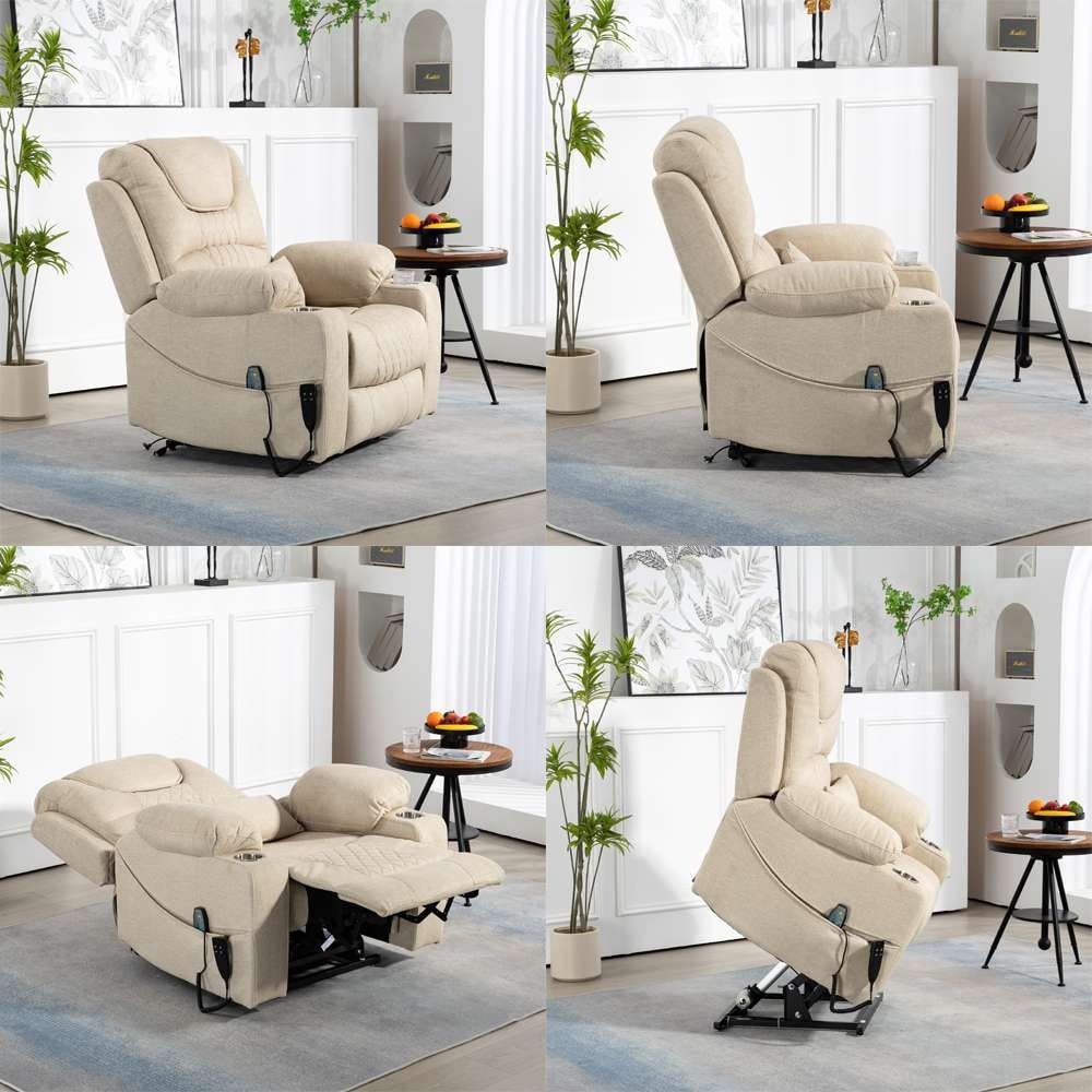 Poltrona reclinabile elettrica con sollevamento orizzontale a 180°, di grandi dimensioni, con controllo indipendente e doppio motore, modello di punta, aggiornata