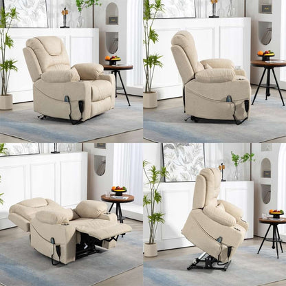 Poltrona reclinabile elettrica con sollevamento orizzontale a 180°, di grandi dimensioni, con controllo indipendente e doppio motore, modello di punta, aggiornata