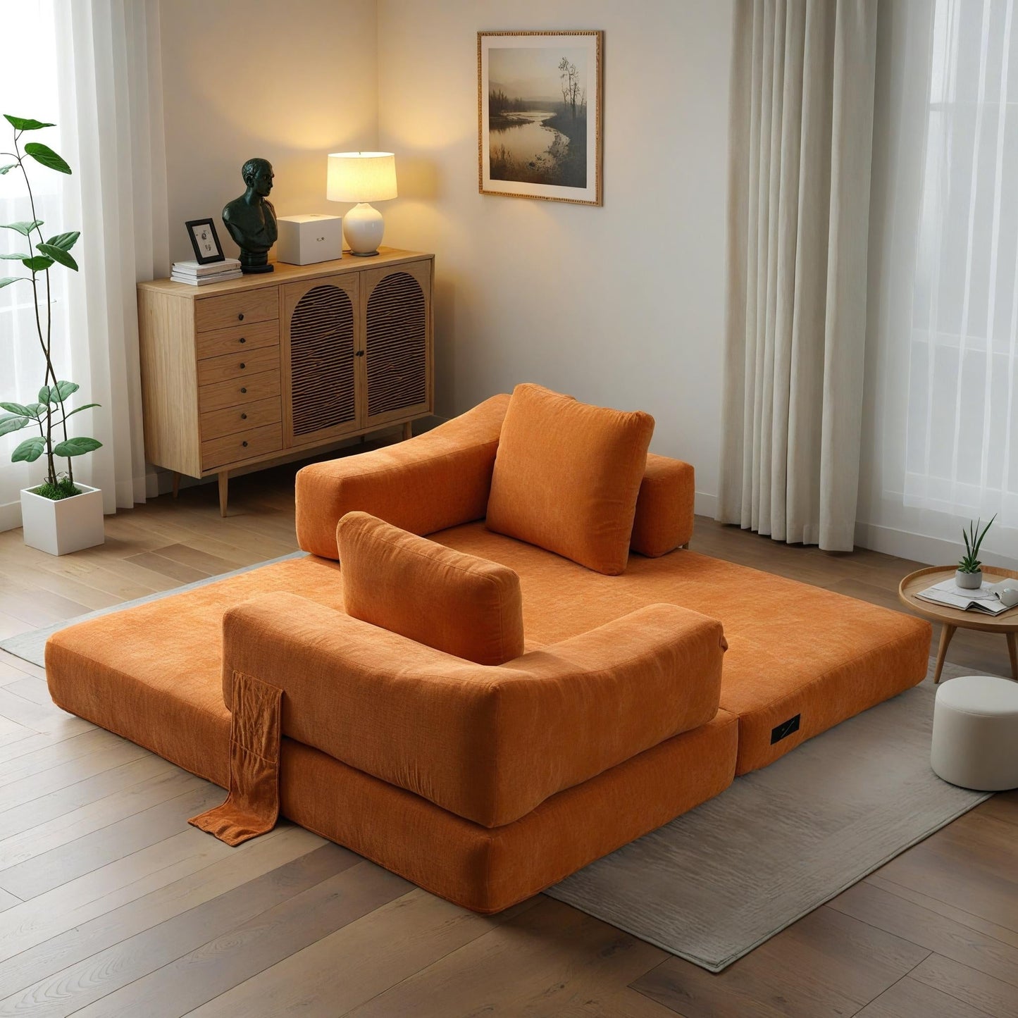 Divano letto trasformabile imbottito 70.87, poltrona trasformabile, comodo divano per soggiorno, camera da letto, tessuto ciniglia