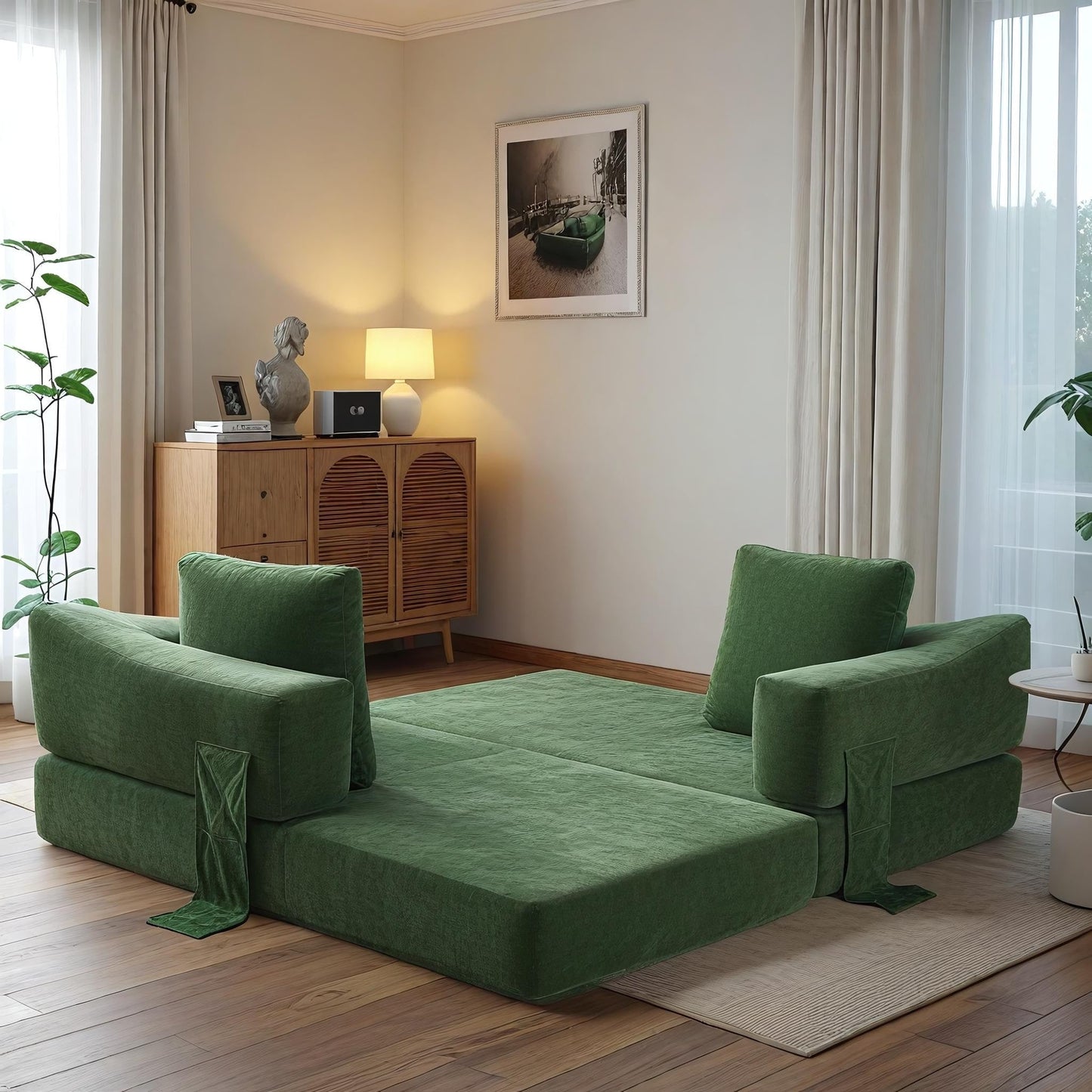Divano letto trasformabile imbottito 70.87, poltrona trasformabile, comodo divano per soggiorno, camera da letto, tessuto ciniglia