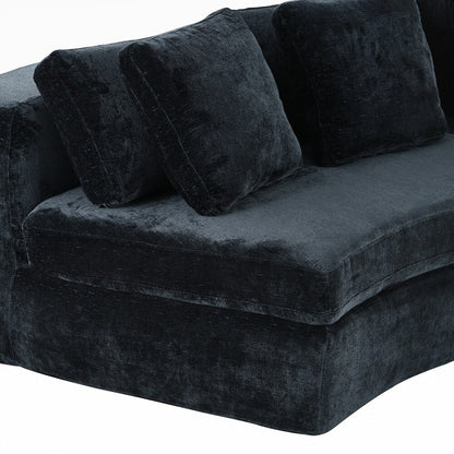 Divani imbottiti Divano curvo in ciniglia jacquard, nessun montaggio richiesto