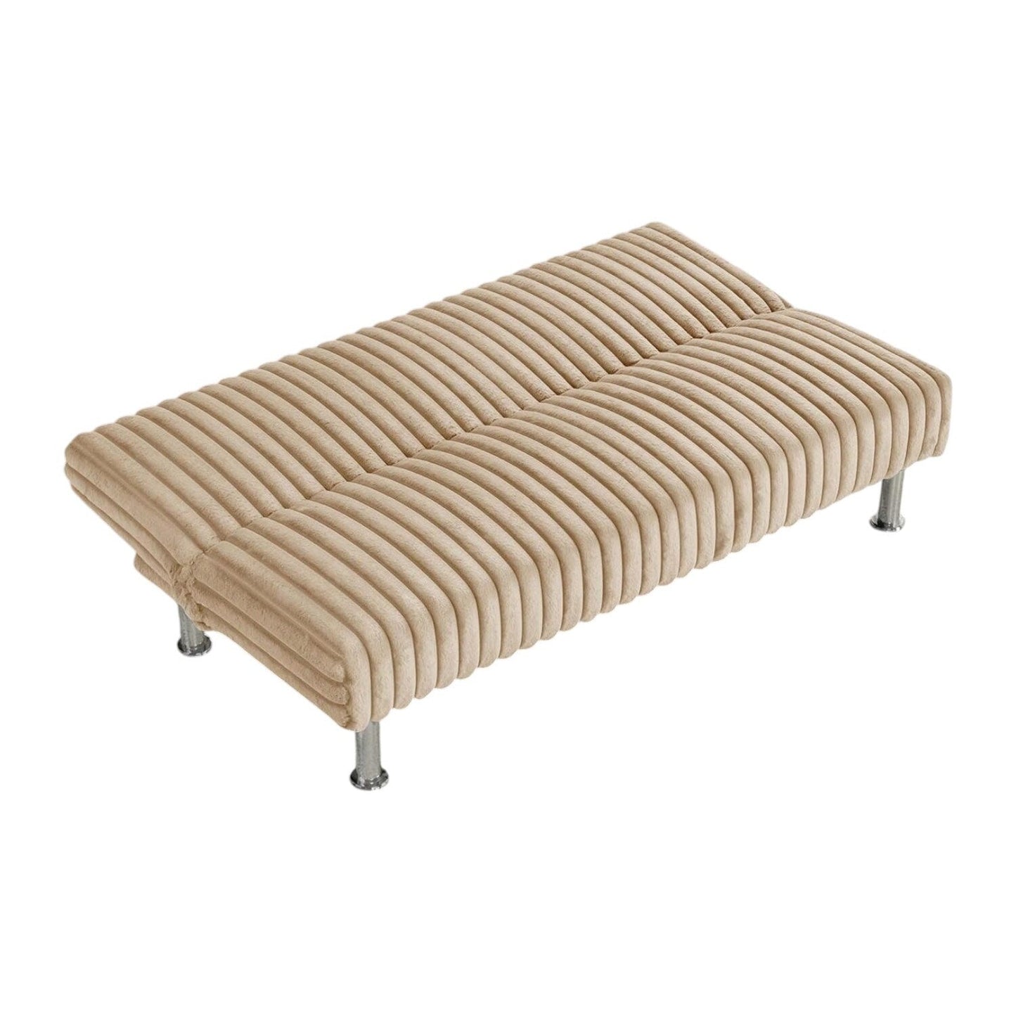 Divano letto futon imbottito con gambe in metallo