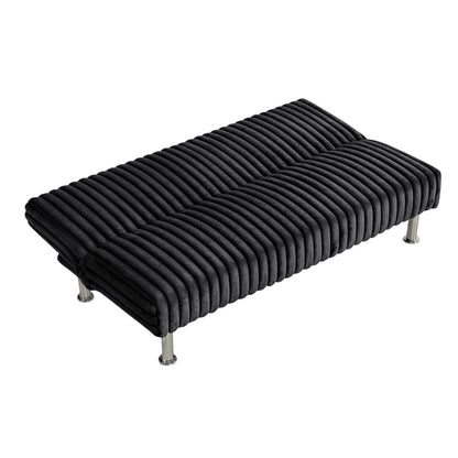 Divano letto futon imbottito con gambe in metallo