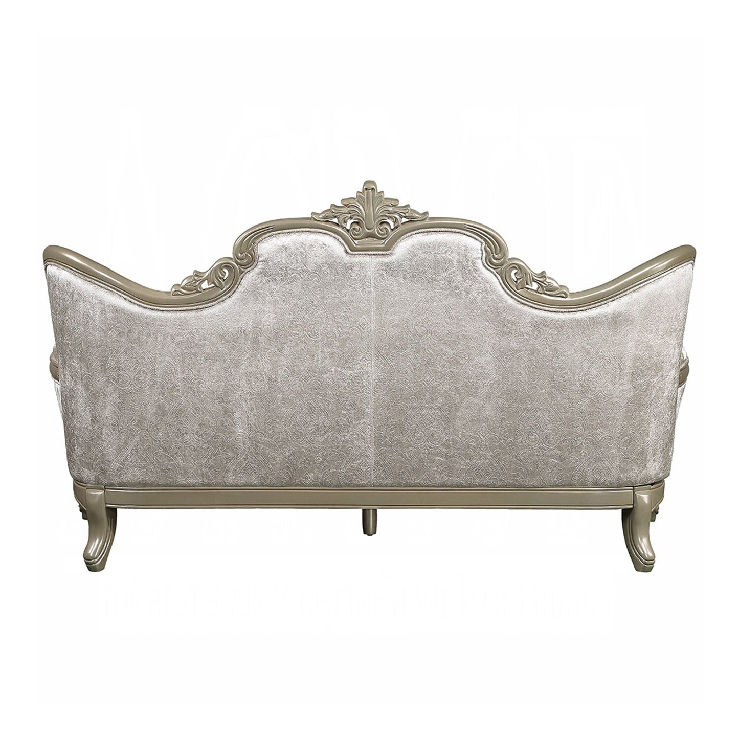 Divano imbottito con schienale capitonné in beige e champagne