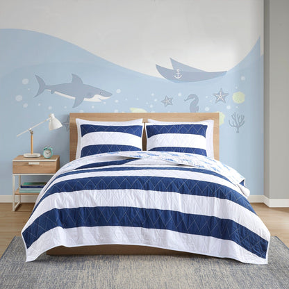 Set trapunta reversibile a righe Dakota Cotton Cabana di Urban Habitat Kids