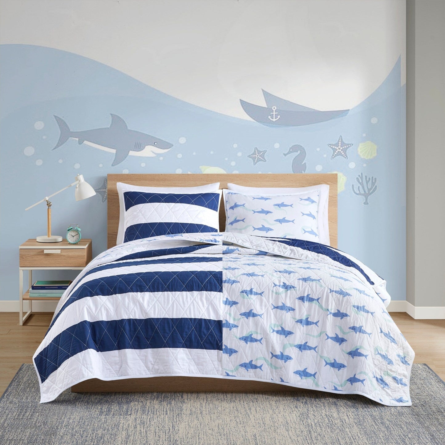 Set trapunta reversibile a righe Dakota Cotton Cabana di Urban Habitat Kids